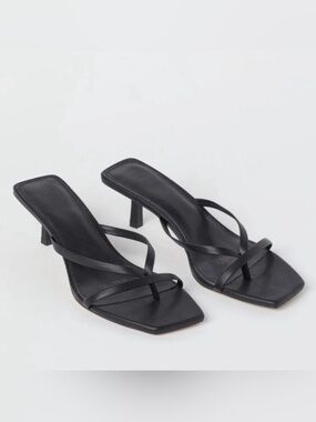 Women’s Black Strappy Square-Toe Heeled Sandals H&M